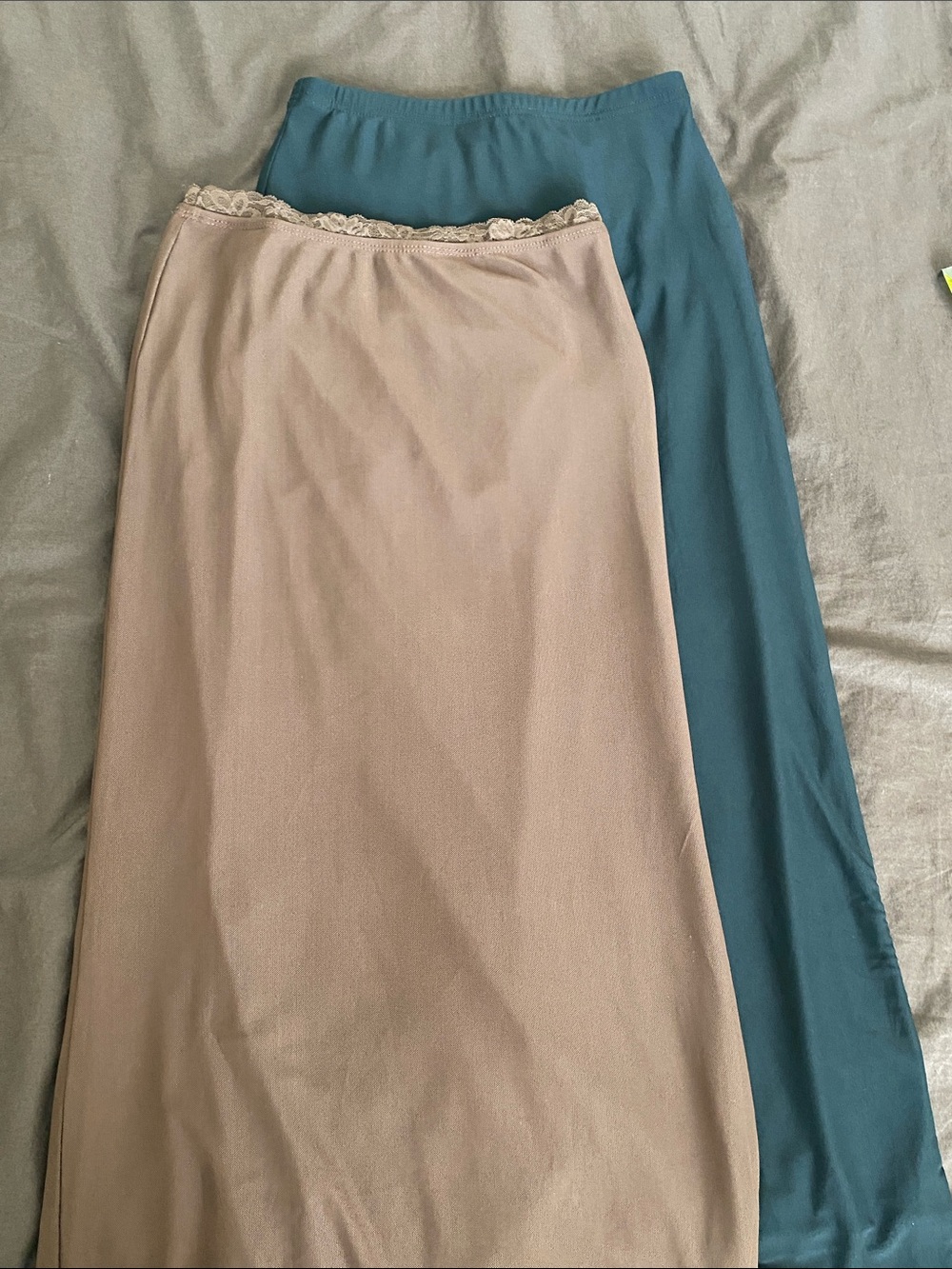 Versatile Teal and Beige Women's Slip Skirts